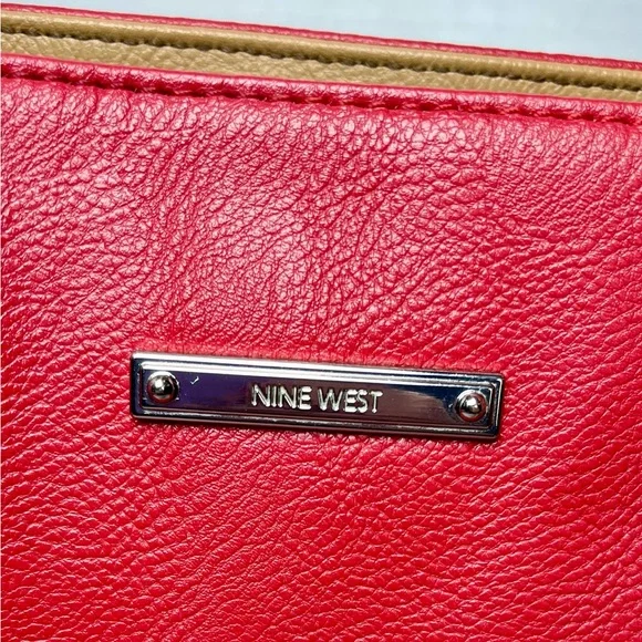 Nine West Red Tote with Tan Straps - Picture 2 of 16